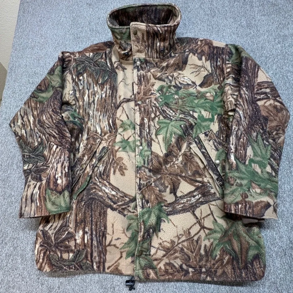 Cabela's Dry-Plus Made in the USA Camo‎ Fleece Hunting Jacket Mens Large Hooded